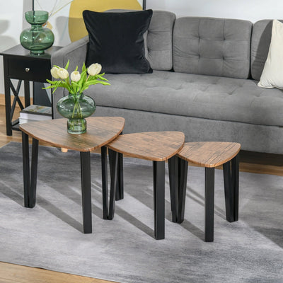 Nesting Coffee Table Set, Multifunctional, Walnut Grain Homcom