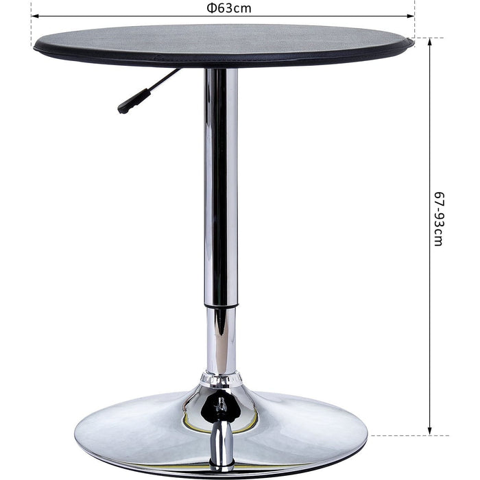 Adjustable Bistro Bar Table, PVC Leather Top, Black