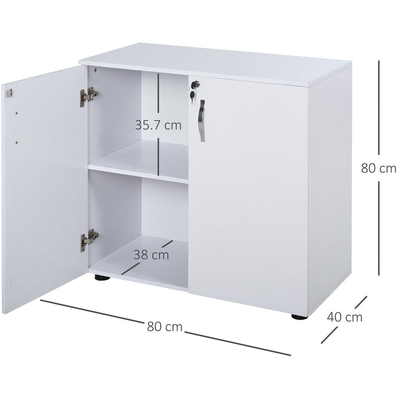 2 Tier Locking Office Cabinet, Melamine Coat, Aluminium Handles