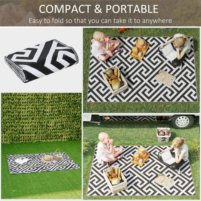 Reversible Outdoor Rug, Black & White - 121x182 cm