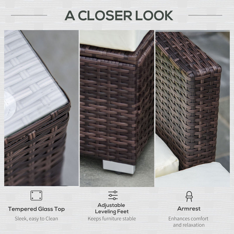 4 Seater Outdoor Rattan Sofa Set with Coffee Table, Cushions