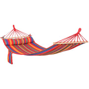 Outsunny Cotton Hammock Soft Portable Swing Sleeping w/ Headrest & Side Pocket Deluxe Swing Chair for Beach, Yard, Bedroom, Patio, Porch, 270 x 80 cm Outsunny