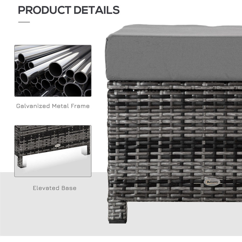 Patio Furniture Footstool With Cushion for Outdoor, 50cm