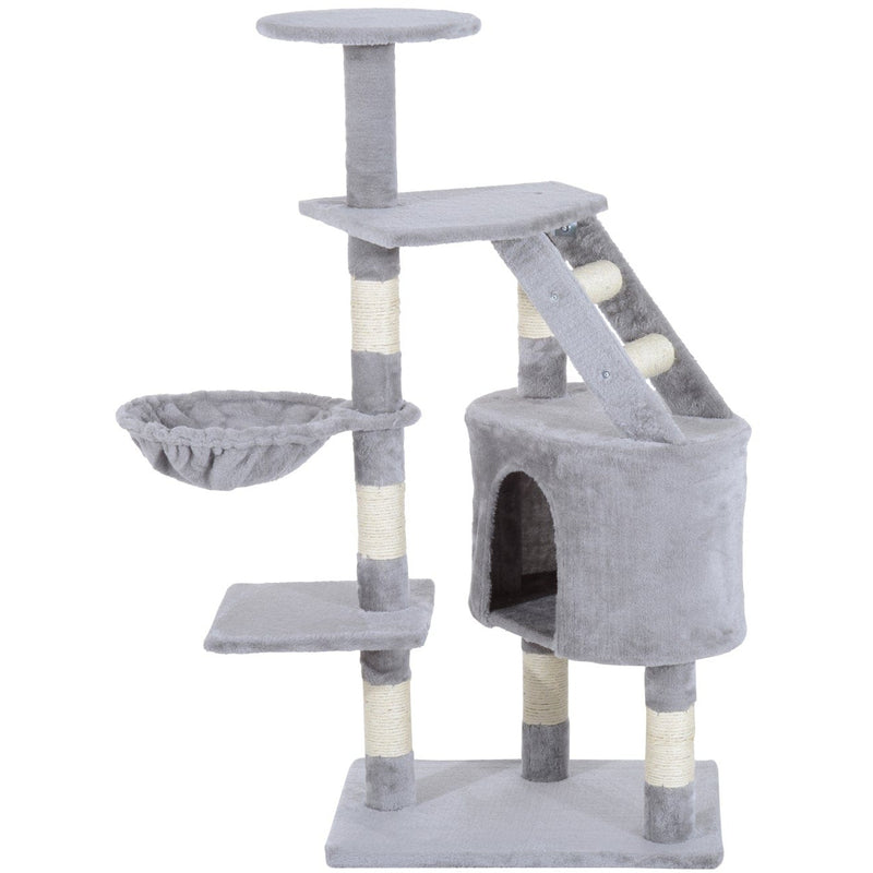 Grey Cat Tree, 125cm, Scratch Post, Climb Activity Centre