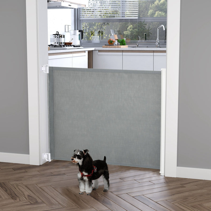Retractable Gate For Stairs, Pet/Baby, 115 x 82.5cm, Grey