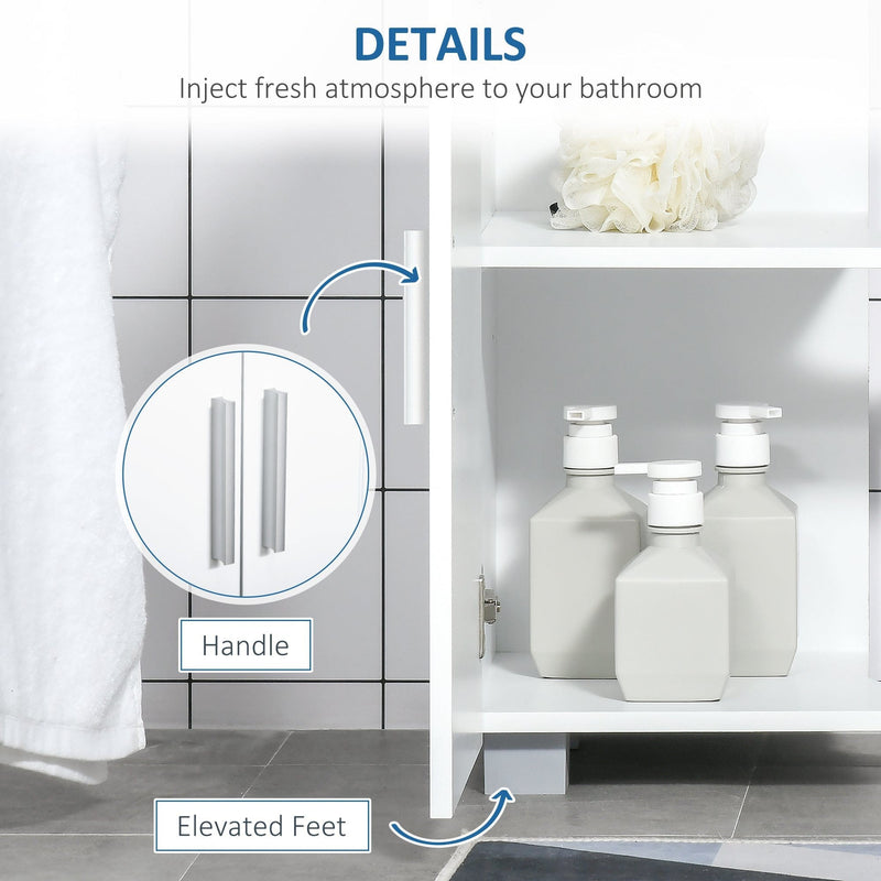 Modern White Pedestal Under Sink Cabinet, 60H x 60W x 30Dcm