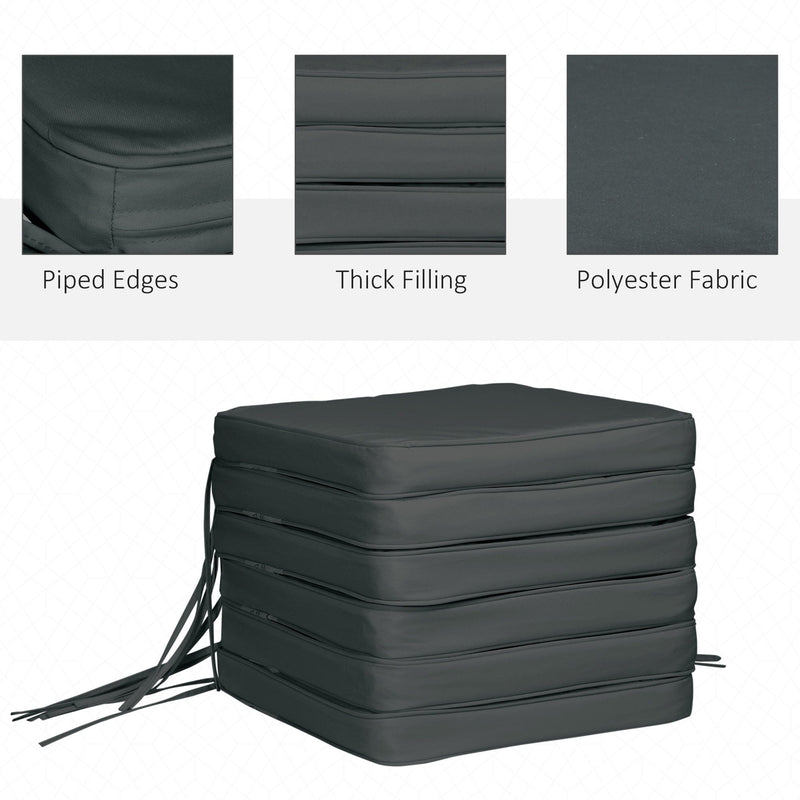 Outsunny 42x42cm Grey Chair Cushions (Set of 6) Outsunny