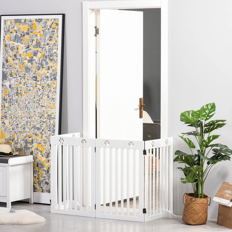 Freestanding Wooden Pet Gate, 204L x 30W x 75H cm, White