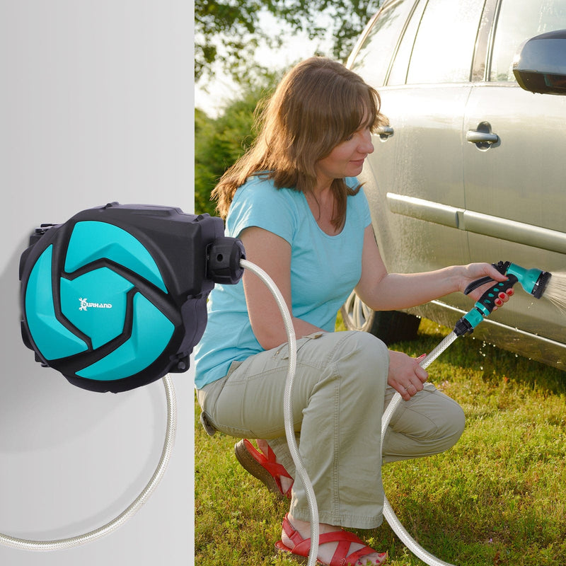 Automatic Garden Hose Reel, Wall Mounted, 7 Patterns Nozzle