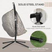 Double Swinging Egg Chair With Stand, Cushions - Sand Brown Outsunny
