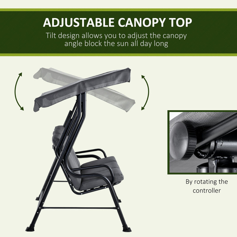 3 Seater Garden Swing Chair Hammock With Canopy, Bed Outsunny