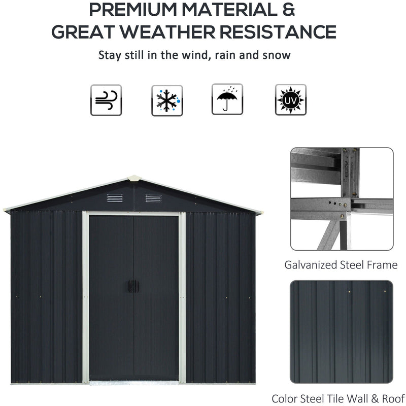 8x6 Metal Garden Shed, Apex Roof