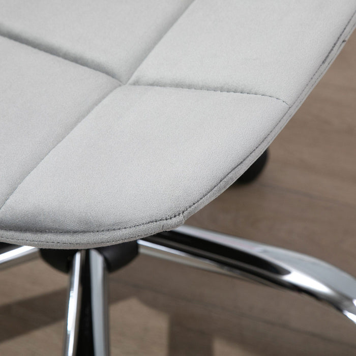 Grey Velvet Office Swivel Chair Without Arms