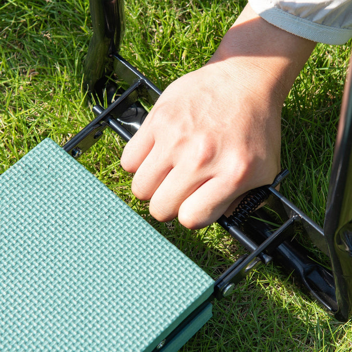 Foldable Garden Seat with Kneeling Pad Bench - Green