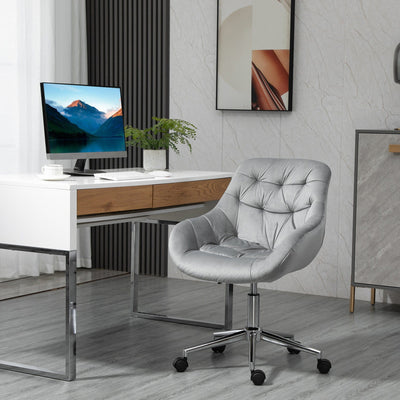 Grey Velvet Ergonomic Office Chair Vinsetto