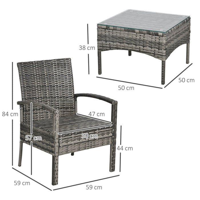 3 Piece Patio Bistro Set, Mixed Grey 