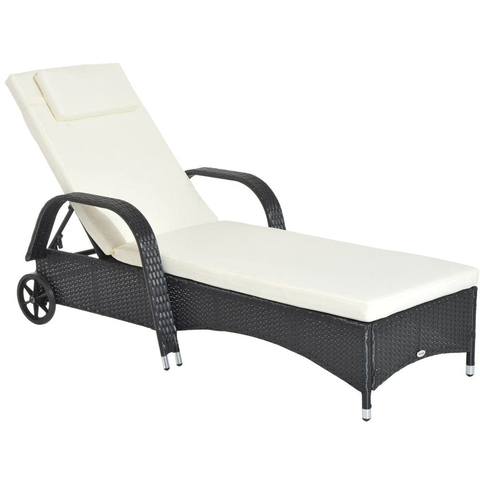 Rattan Sun Lounger With Wheels