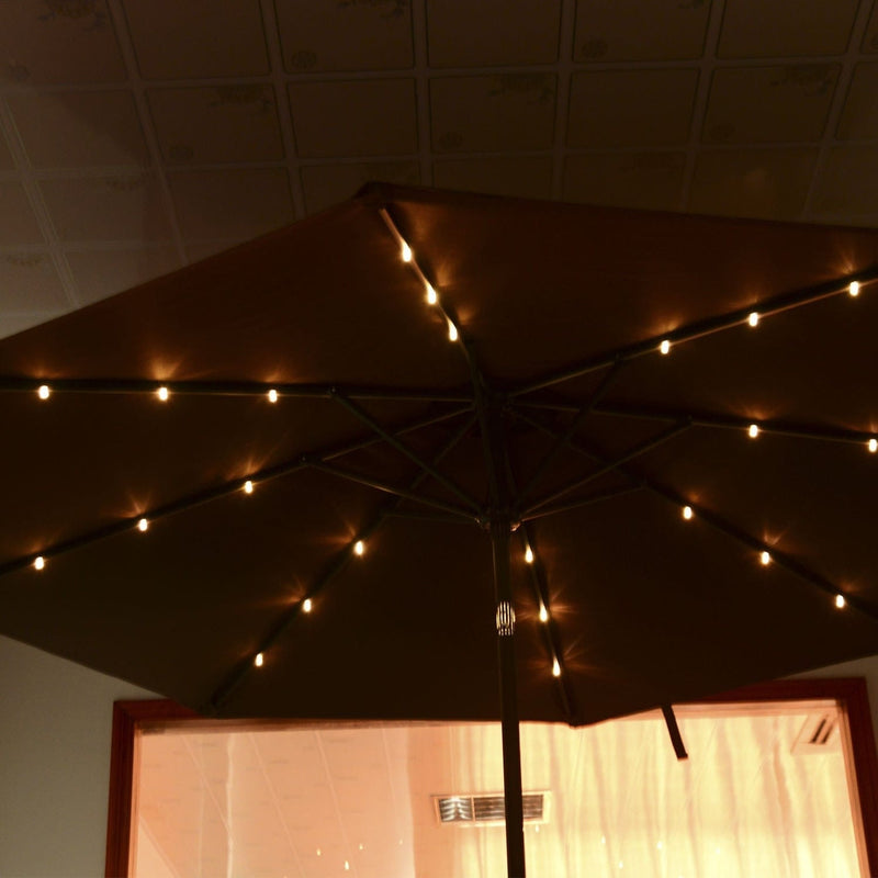 2.7m Garden Umbrella With Lights, Tilt, Crank