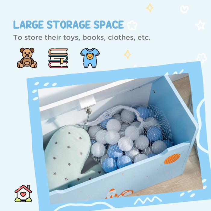 ZONEKIZ Rocket Blue Toy Box & Kids Bench 2-IN-1