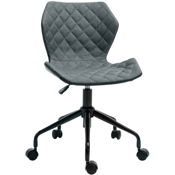 Grey Linen Home Office Swivel Chair with Adjustable Height