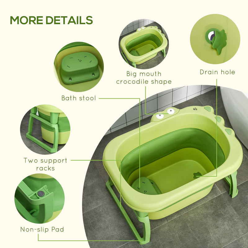 Collapsible Baby Bath Tub, Green, 0-6 Years