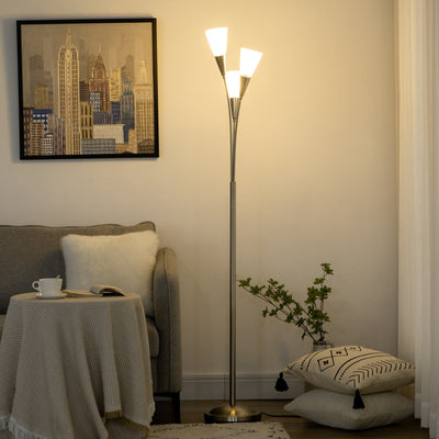 Silver 3-Light Upright Floor Lamp Homcom