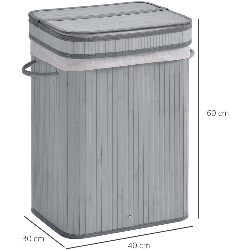 Foldable Laundry Basket, Grey Wood