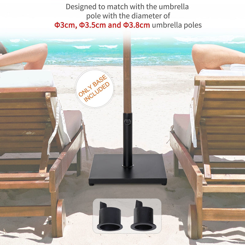 Metal Parasol Stand - Adjustable Knob, Black Outsunny