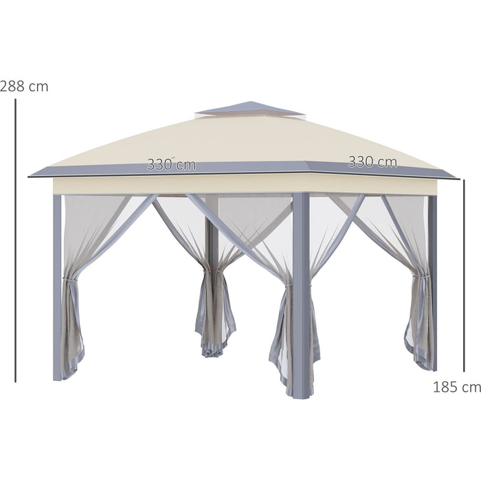 Outsunny 11' Canopy, Mesh Sidewalls, Beige