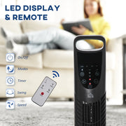 36" Tower Fan with Remote, 3 Speed, Oscillation, 7.5h Timer Homcom