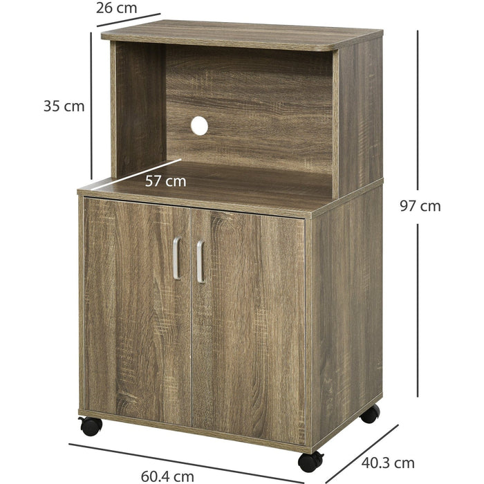 Microwave Cabinet on Wheels, Bookcase, L97H x 60.4W x 40Dcm