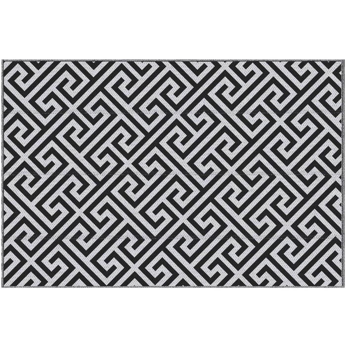 Reversible Outdoor Rug, Black & White - 152x243 cm