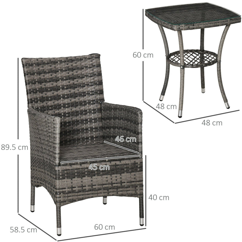 3 Piece Rattan Bistro Set with Companion Chair & Table