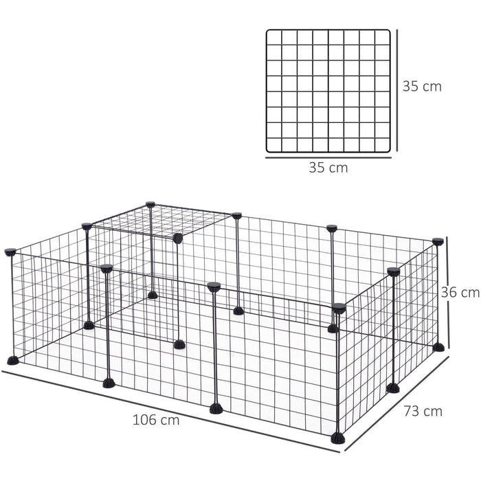 Modular Metal Wire Pet Playpen, L106xW73xH36cm, Black