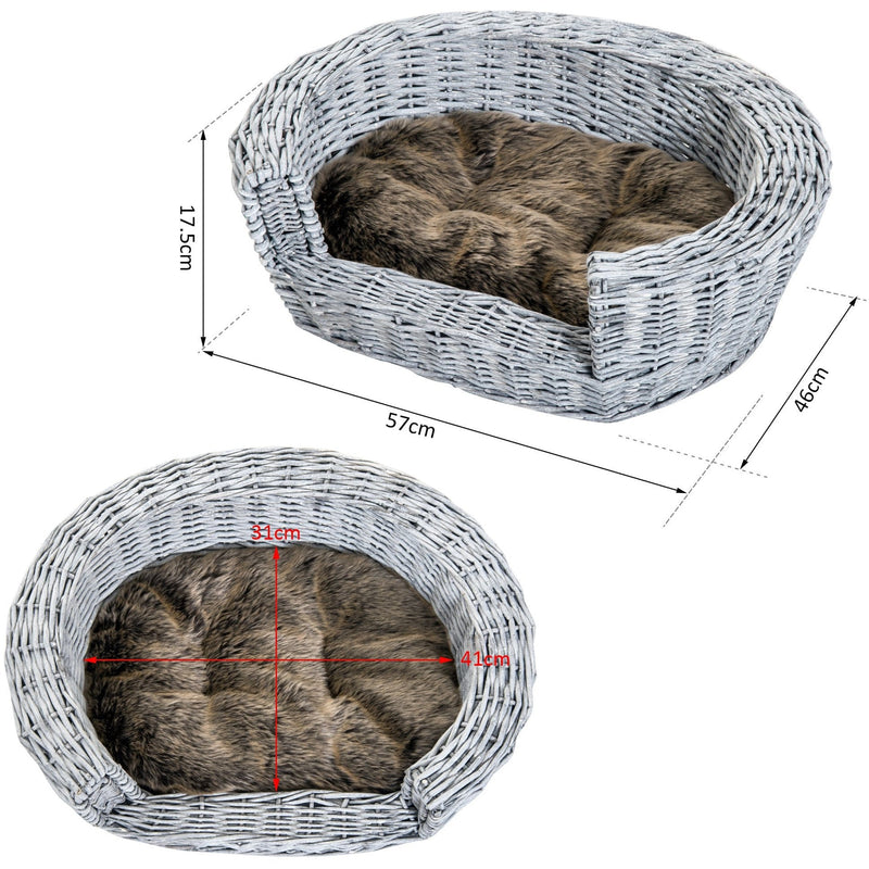Willow Rattan-Grey Pet Sofa Bed (57Lx46Wx17.5H cm)