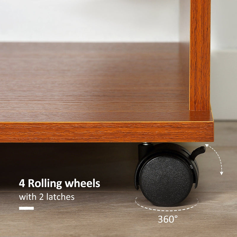 Open Wardrobe with Hanging Rail and Wheels, Walnut