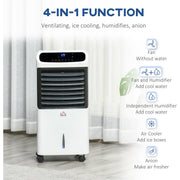 HOMCOM 32" Mobile Air Cooler, Evaporative Anion Ice Cooling Fan Water Conditioner Humidifier Unit w/3 Modes, Remote Controller, Timer for Home Bedroom Homcom