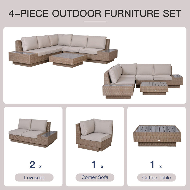 Garden Furniture Corner Sofa & Coffee Table Set
