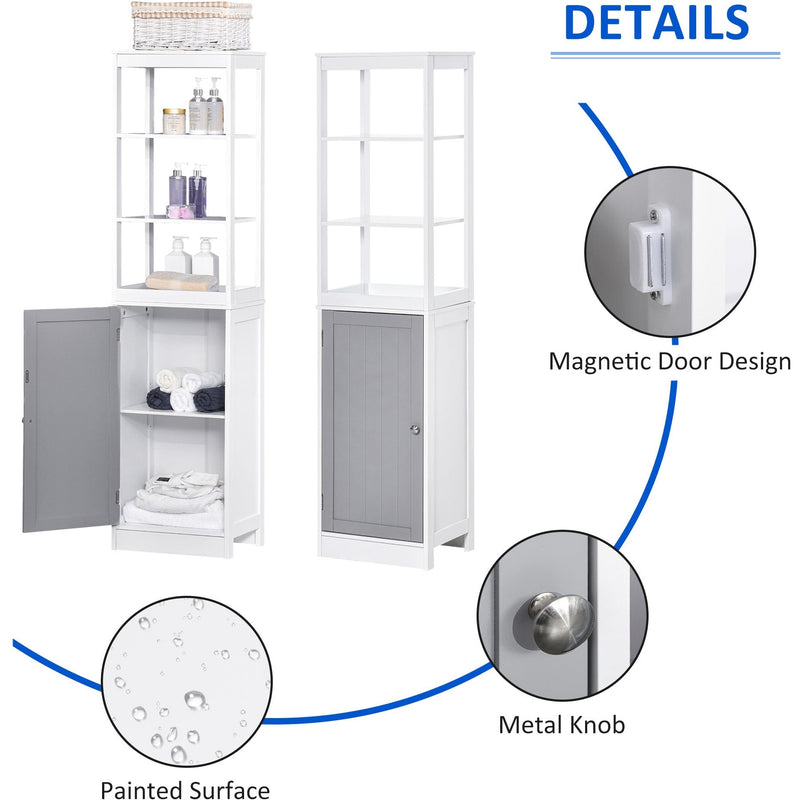 White Tall Free Standing Bathroom Slimline Cabinet