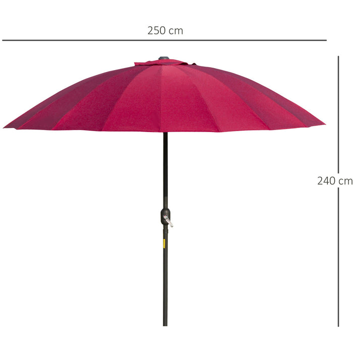 Round Patio Parasol, 2.5m, Tilt Crank, 18 Ribs