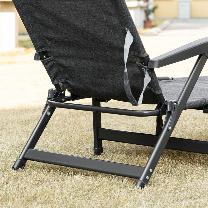 Portable Folding Sun Lounger With Drinks Holder