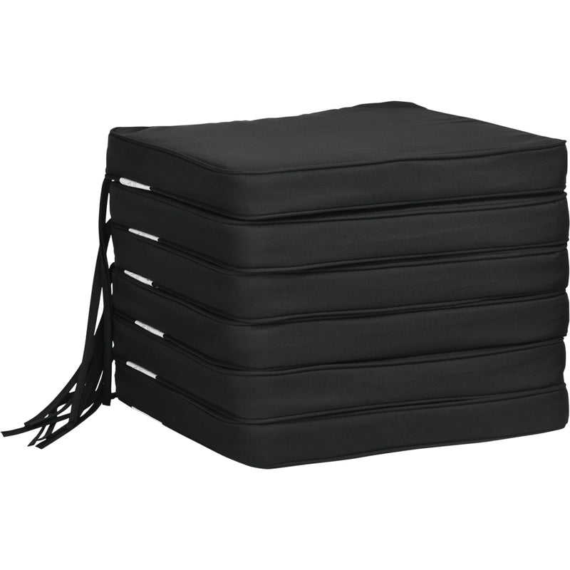 Outsunny Set of 6 Chair Cushion Seat Pads Dining Chair w/ Straps Indoor Outdoor Removable Tie On Garden Patio Black