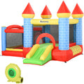 Kids Inflatable Bouncy Castle With Fast Setup and Slide for Garden Play Red Blue Green Outsunny