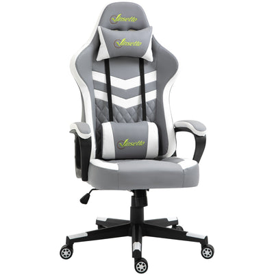 Grey White Gaming Chair with Lumbar Support Vinsetto