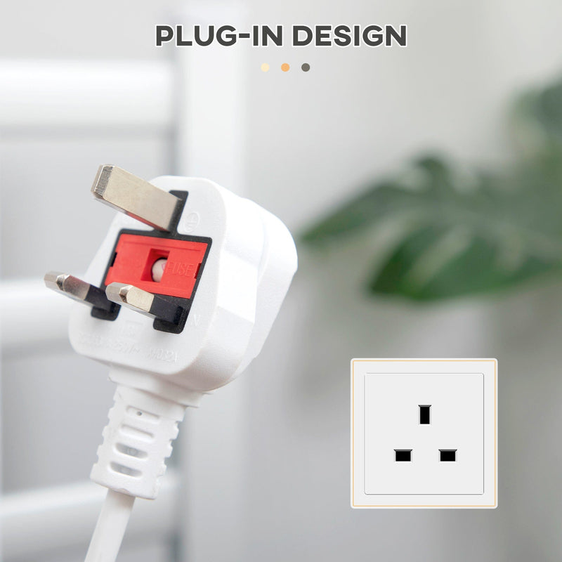 Electric Towel Warmer, 6-Bar, Plug-in, Silver