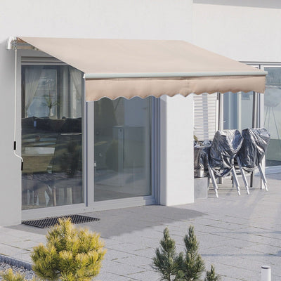 Awning For Patio - Manual Hand Crank 3 x 2m Aluminium Frame Outsunny