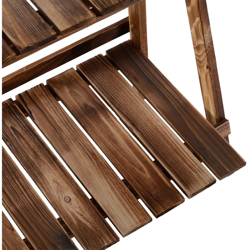 3 Tier Folding Wooden Garden Plant Stand, L60xW37xH93cm Homcom