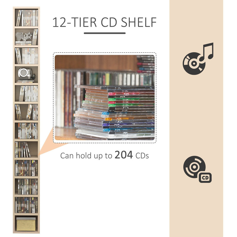 Media Storage Cabinet, 12-Tier, 204 CDs, Multimedia Organiser
