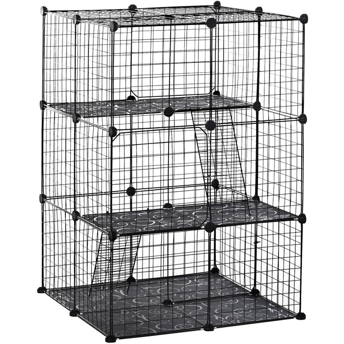 DIY Pet Play Pen, Metal Fence, 39 Panels, 3 Doors, Black