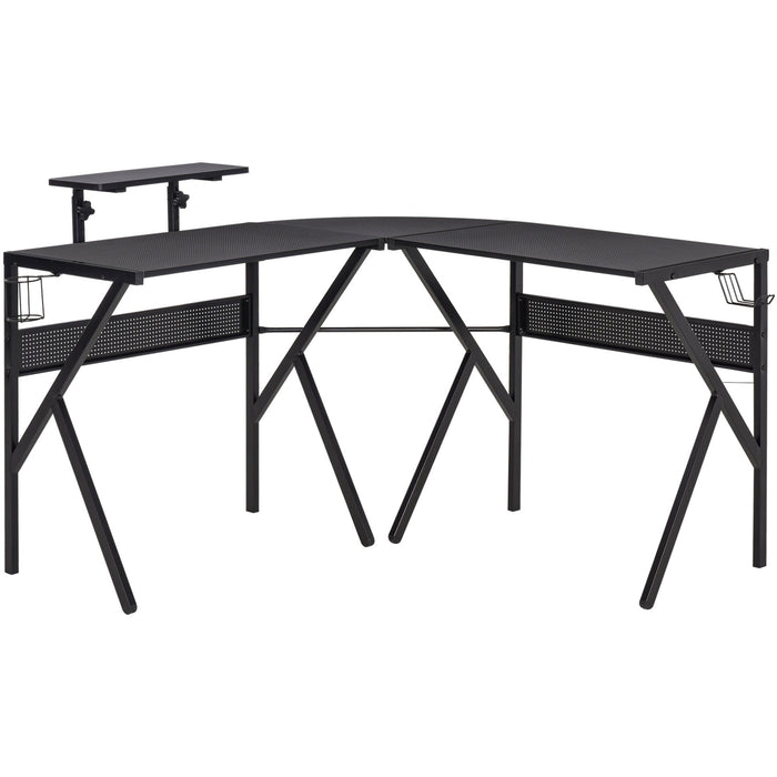 L Shaped Gaming Desk With Adjustable Monitor Stand, Black